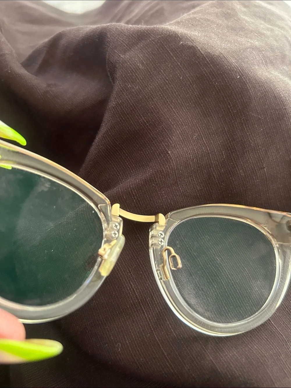 Warby Parker Zelda Leith 47mm Crystal Peach & Gold Rimless-Style Glasses RARE